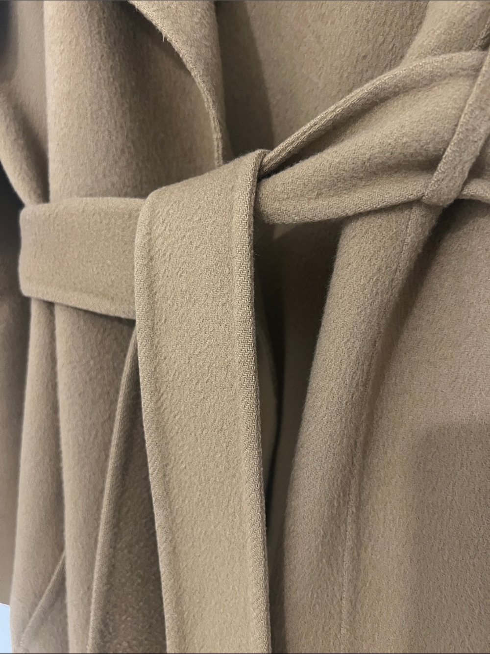 Theory Camel Belted Wool Trench Coat - Picture 3 of 5